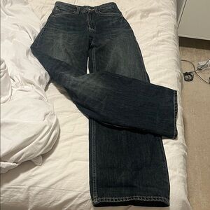 Zara Super High Waist Washed Black Denim Jeans